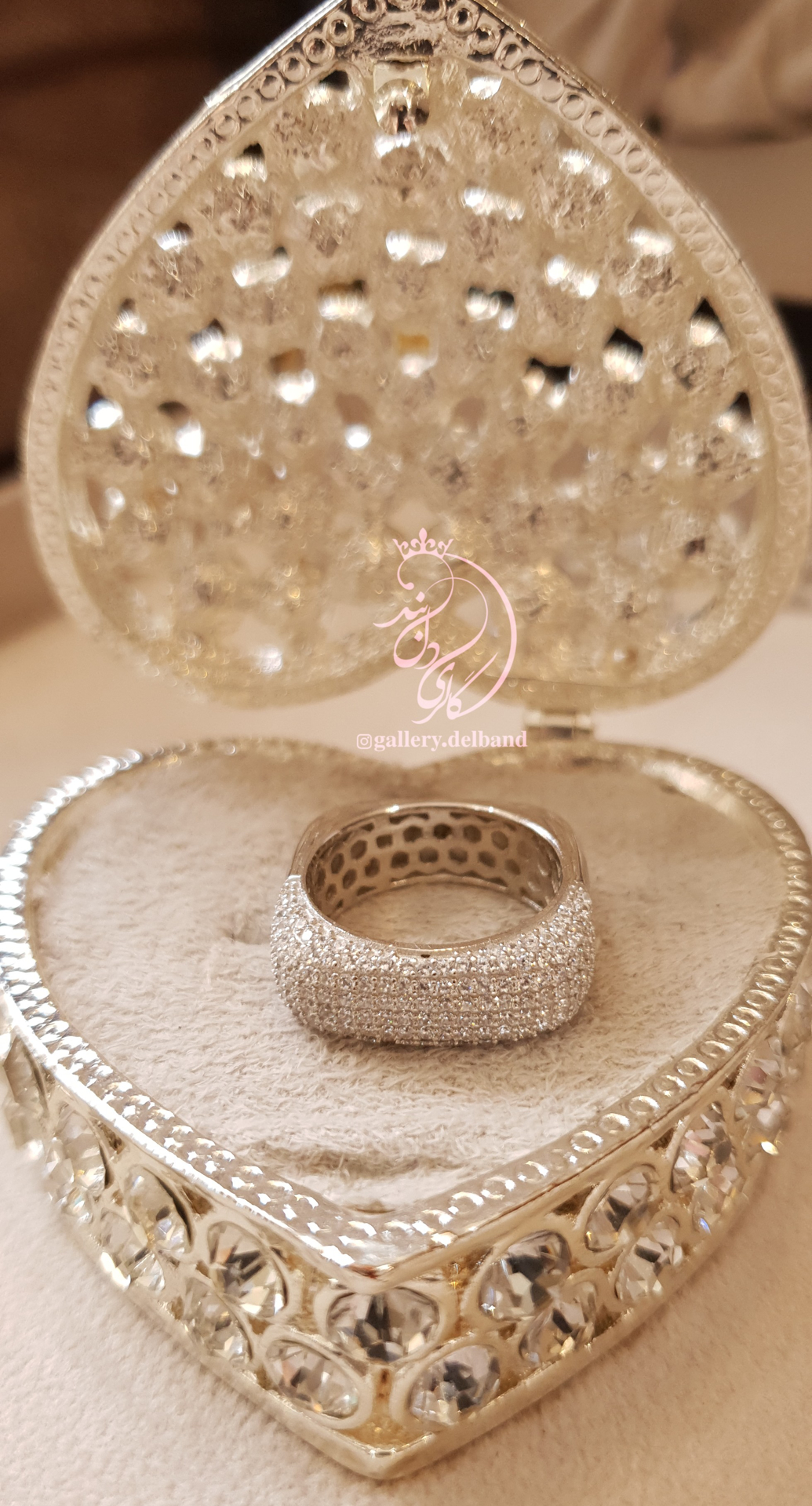 💍انگشتر مکعبی جواهری نقره عیار ۹۲۵ با روکش طلا سفید‌‌‌‌‌‌‌