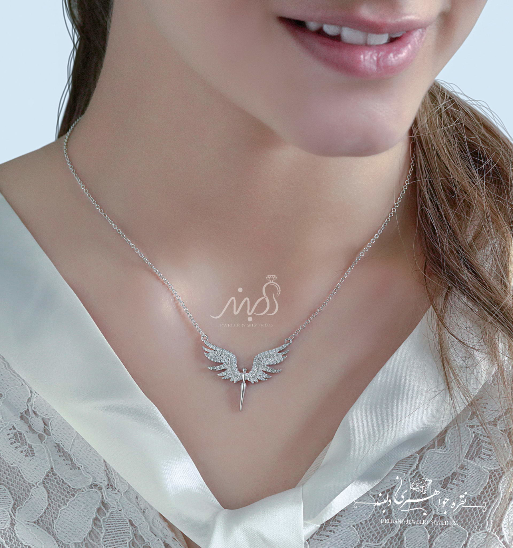 💍گردنبند  بال فرشته ؛ با طراحی زیبا نقره عیار ۹۲۵ (G_3056)