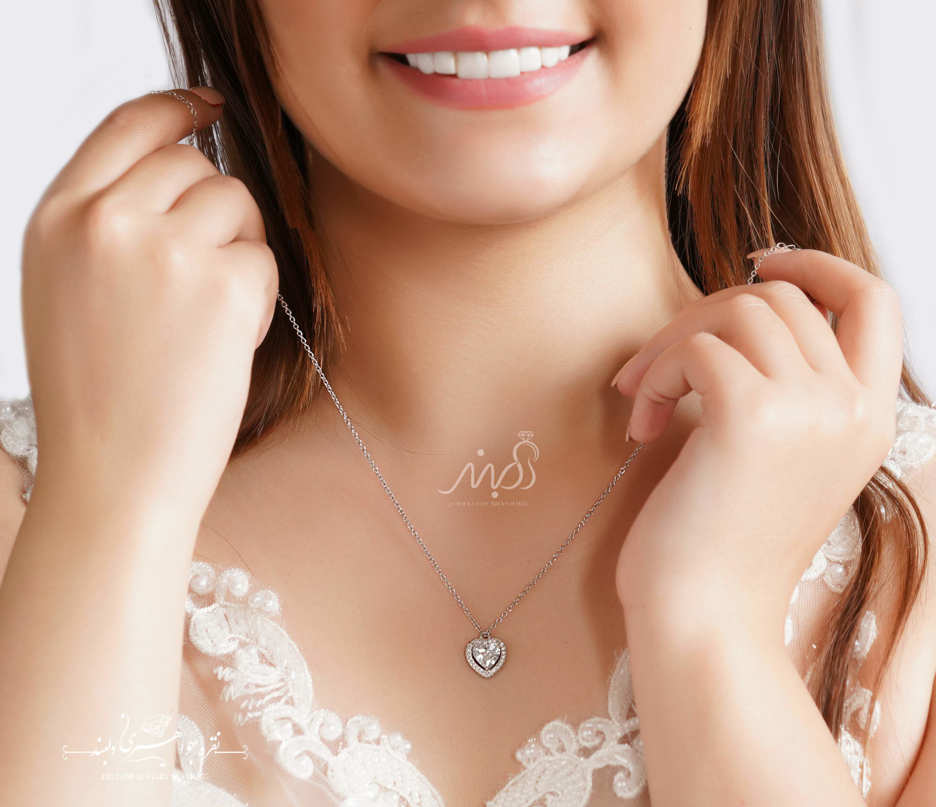💍گردنبند جواهری پرطرفدار نگین Heart ؛ با طراحی زیبا و خاص نقره عیار ۹۲۵ (G_3101)