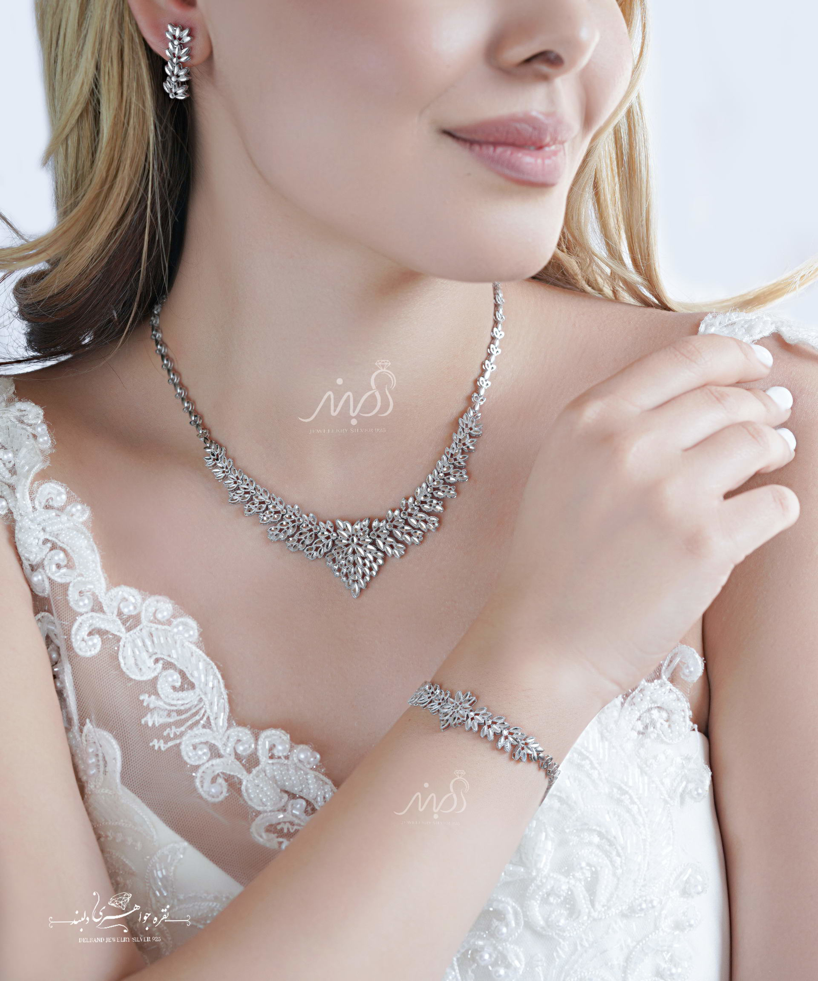 💎سرویس تراش جواهری بدون نگین خاص و زيبا  (گردنبند ، گوشواره و دستبند)(‌‌‌‌S_6009)