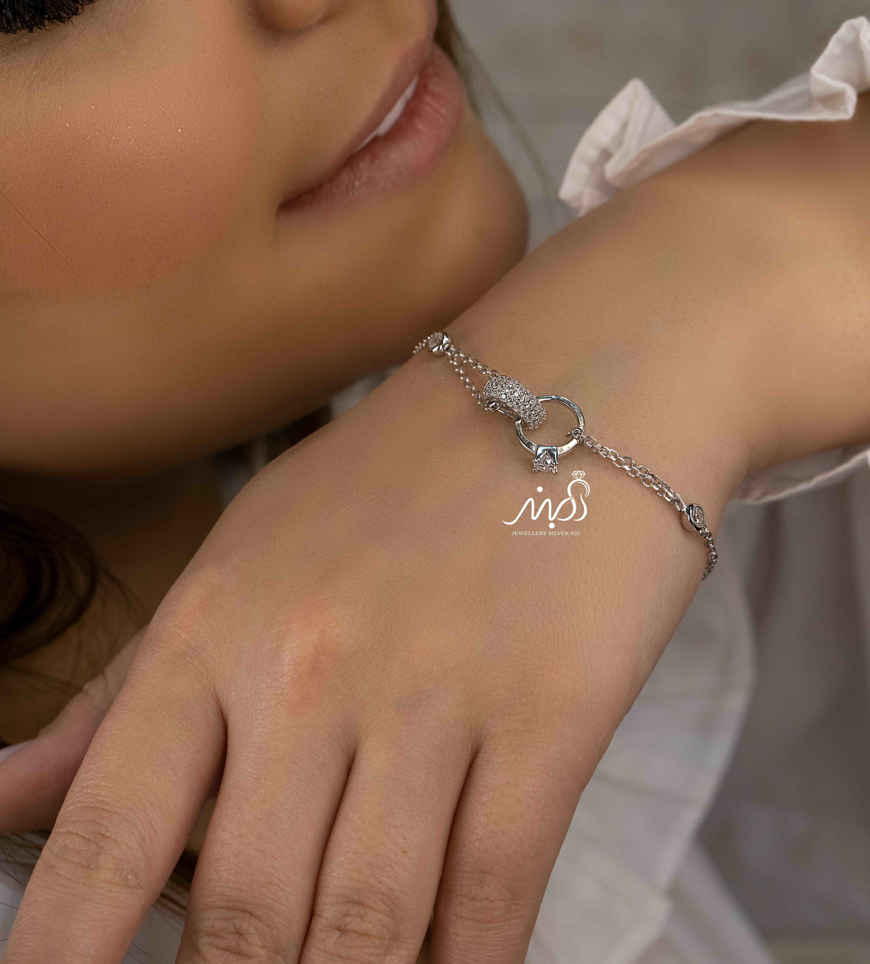 💍 دستبند اسپرت قلب و حلقه ؛ با طراحی زیبا نقره عیار ۹۲۵ (D_7053)